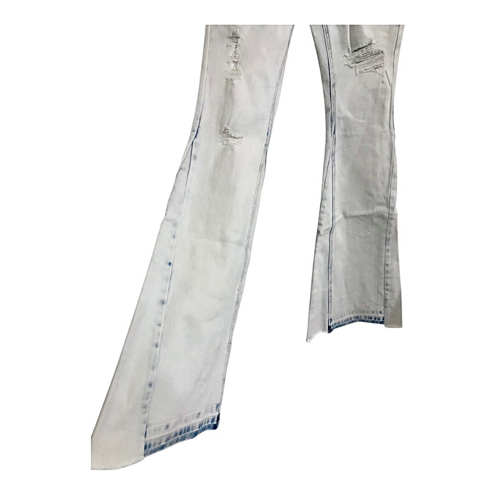 Flying‎ Monkey High Rise Coco Blues distressed light wash Flares jeans size 29 - Picture 6 of 8